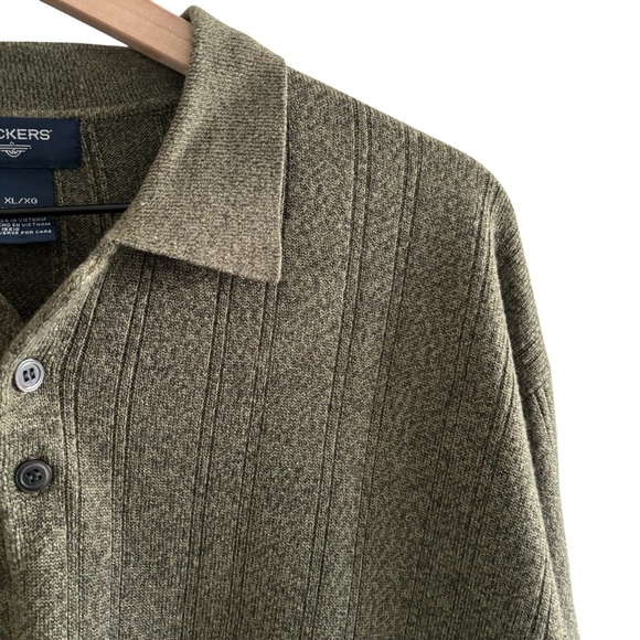 Dockers Olive Knit Polo Sweater Men's Size XL Office Business Casual Pullover - Picture 8 of 14